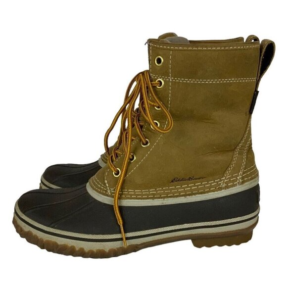 Eddie Bauer Women Hunt Pack Boots Size 7.5 Brown Leather Weatherproof 0048-588 - Picture 2 of 10